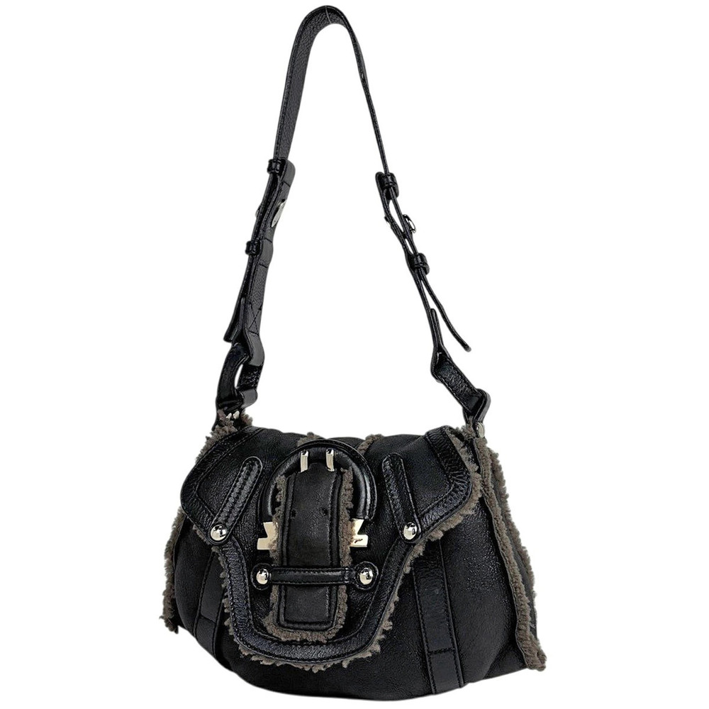 Salvatore Ferragamo Gancini Shoulder Bag Leather Black